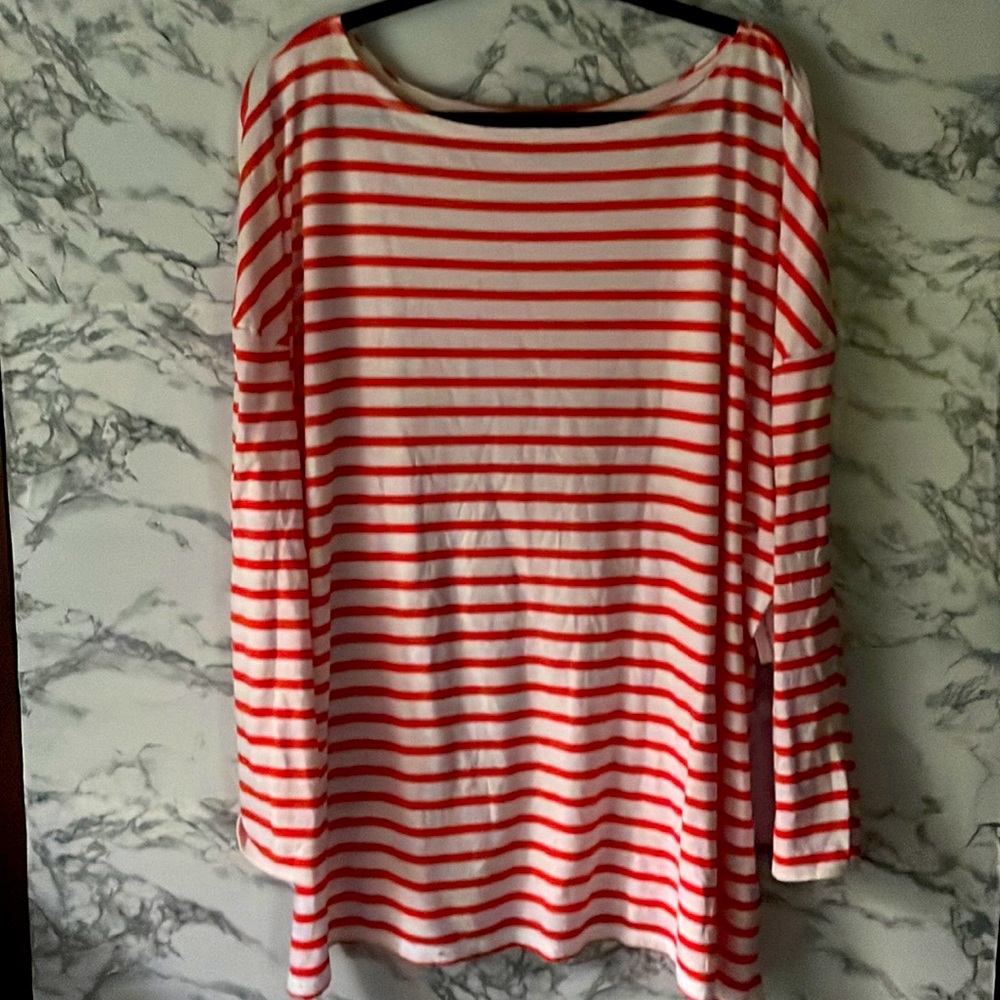 Lane Bryant NWT 26/28 orange/white stripe knit top.